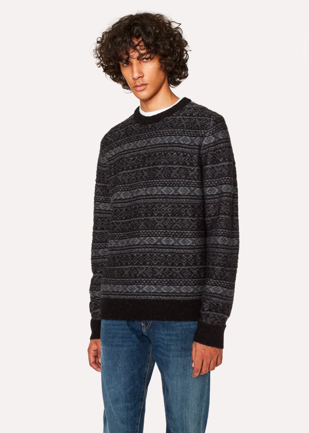 Paul Smith Men's Black Fair Isle Wool-Blend Sweater