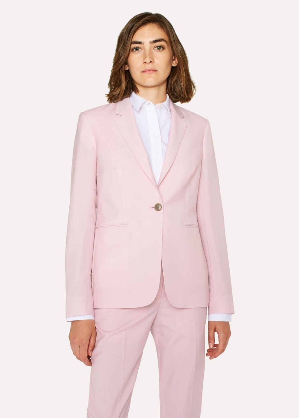Paul Smith Womens's Light Pink One-Button Wool-Mohair Blazer Clothing