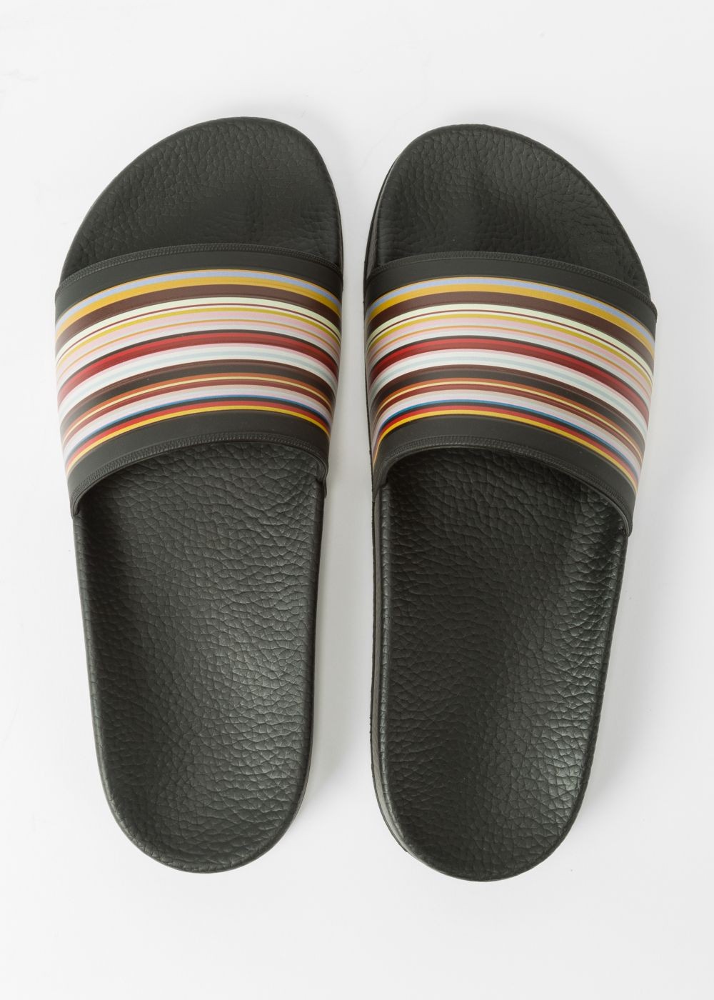 Paul Smith Men's Black 'ruben' Slides With 'signature Stripe' Detail