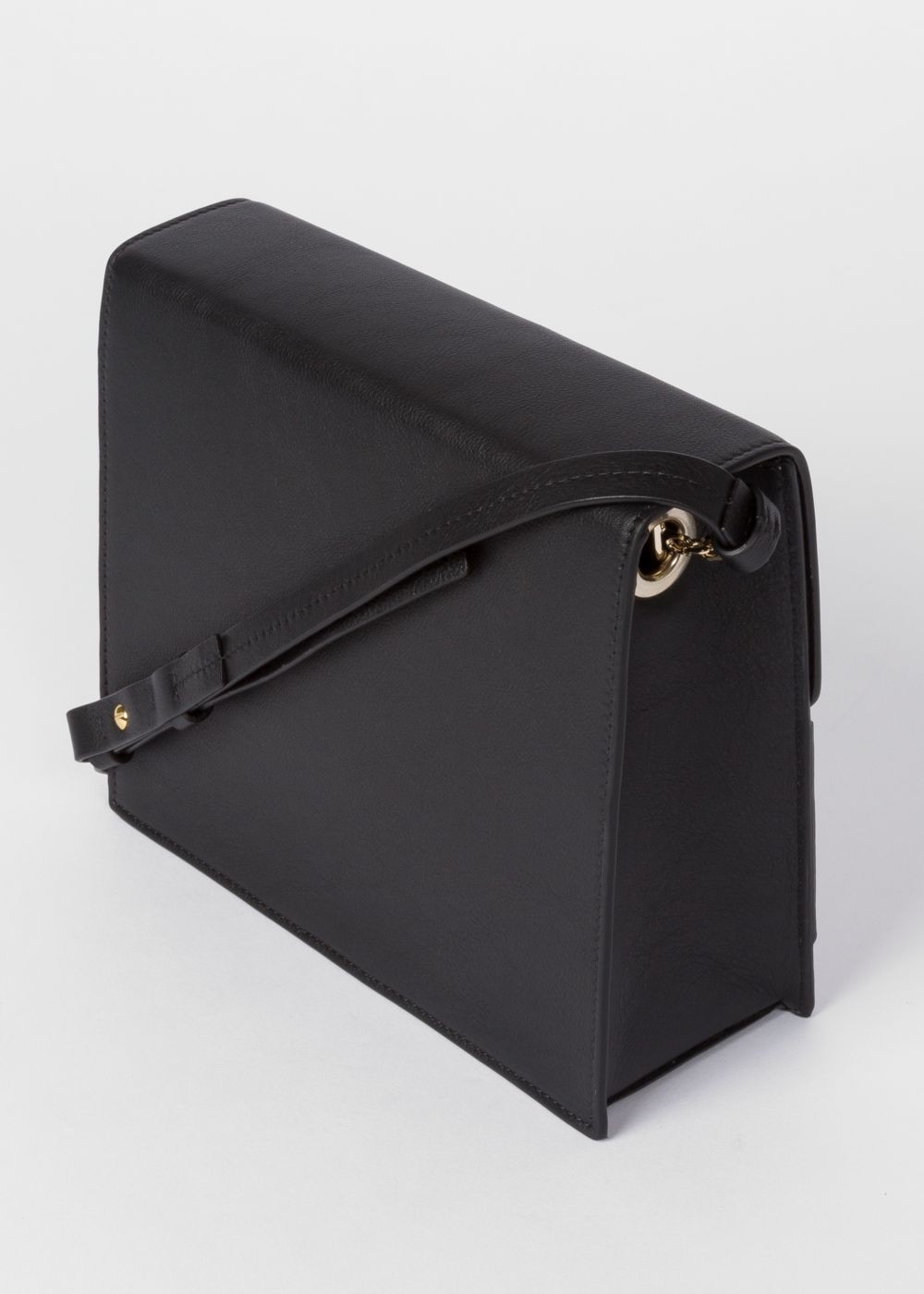 Paul Smith Women's Black Leather Cross-Body Bag With Multi-Coloured Stripe Embroidered Detail