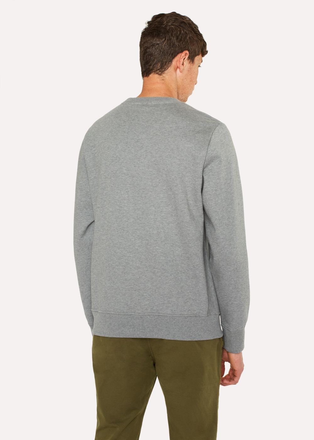 Paul Smith Mens's Grey Marl Organic-Cotton Zebra Logo Sweatshirt