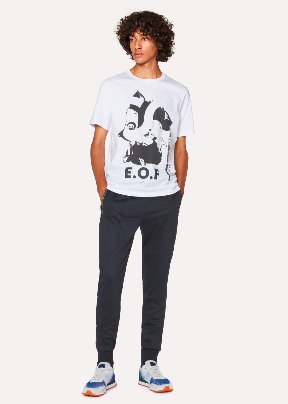 Paul Smith Mens's Dark Navy Cotton-Blend Panelled SweatPants With Cycle Stripe Detail