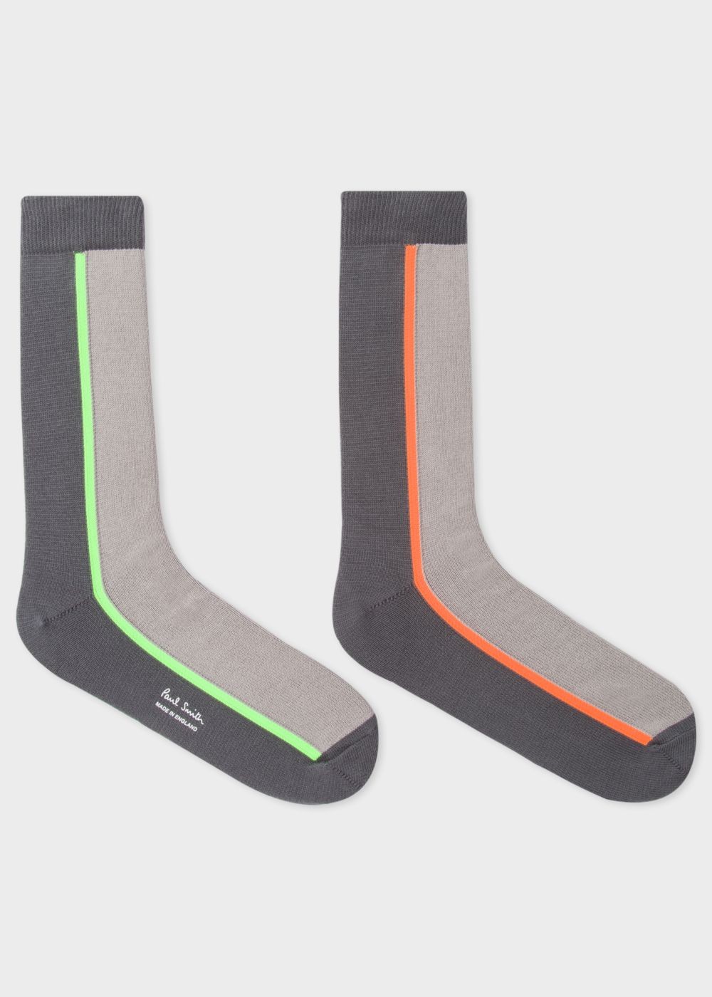 Paul Smith Men's Oatmeal And Grey Vertical Stripe Socks