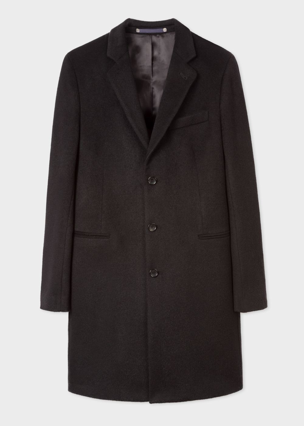 Paul Smith Men's Black Alpaca-Wool Blend Overcoat