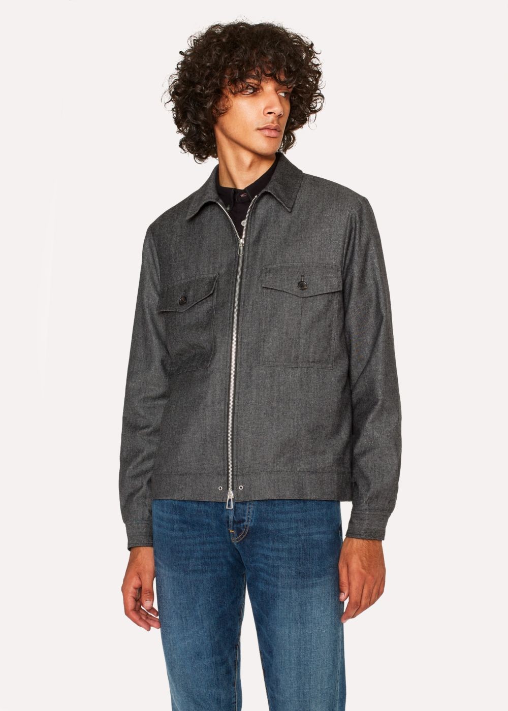 Paul Smith Men's Charcoal Grey Wool-Blend Twill Patch-Pocket Jackets