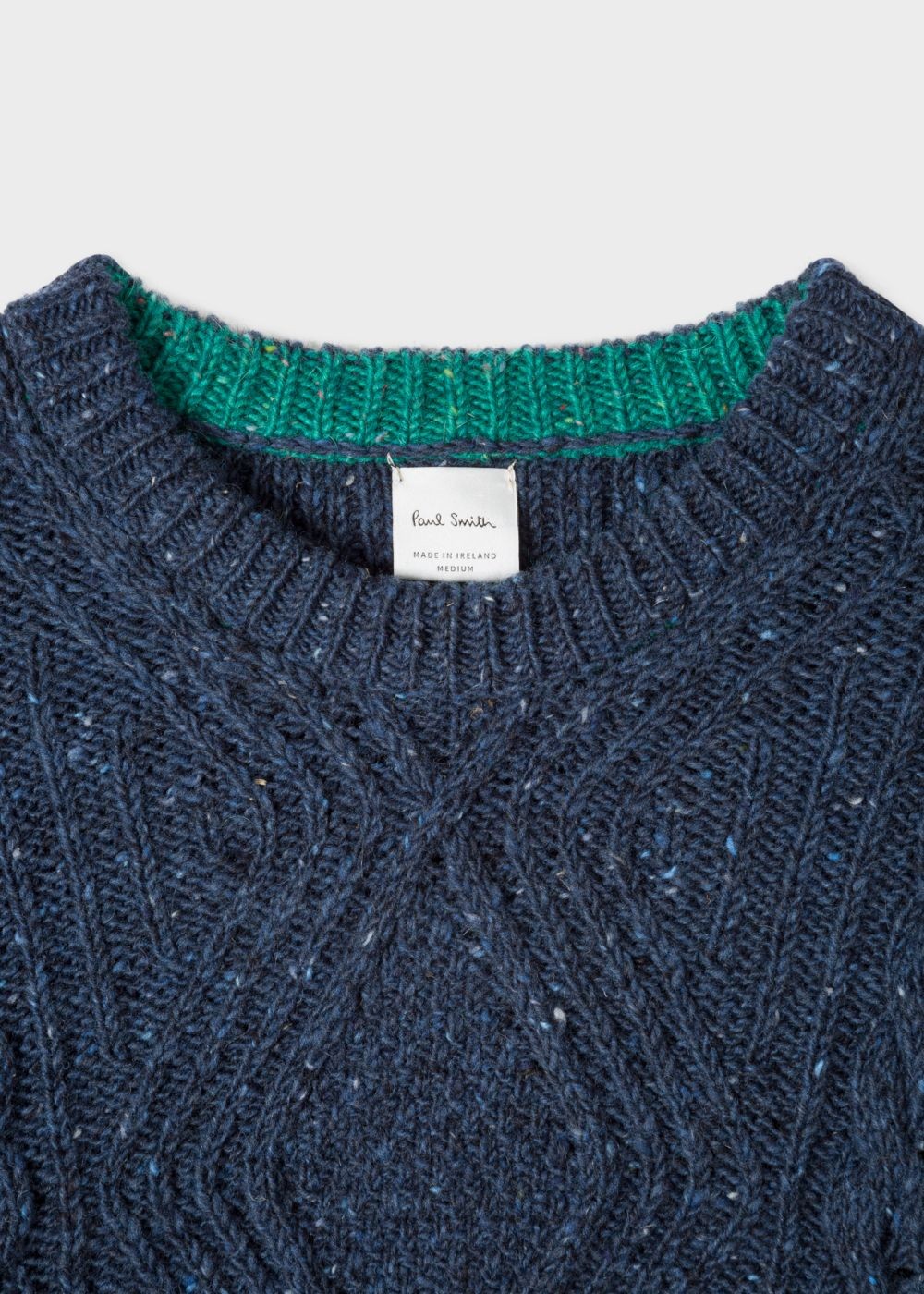 Paul Smith Men's Navy Wool-Mohair Donegal Cable-Knit Sweater
