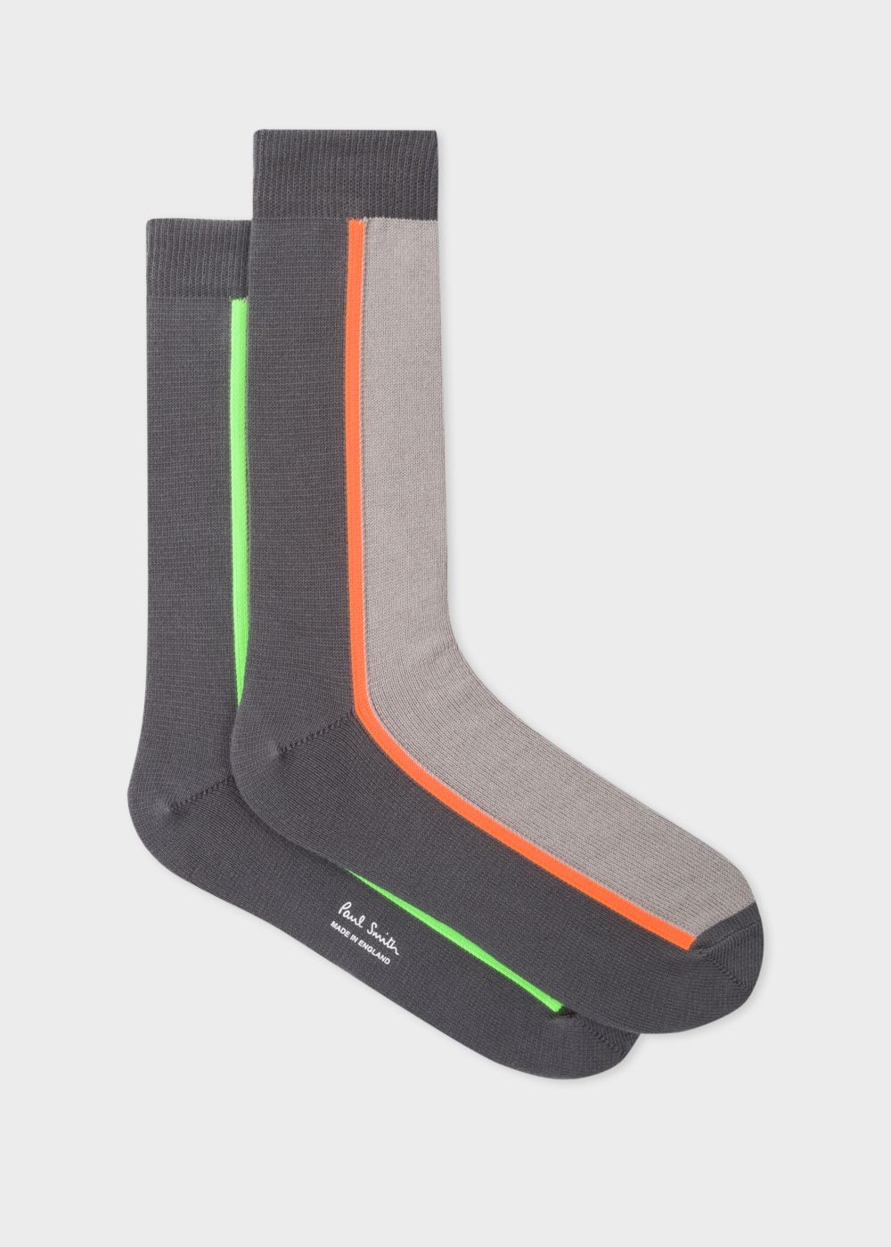 Paul Smith Men's Oatmeal And Grey Vertical Stripe Socks