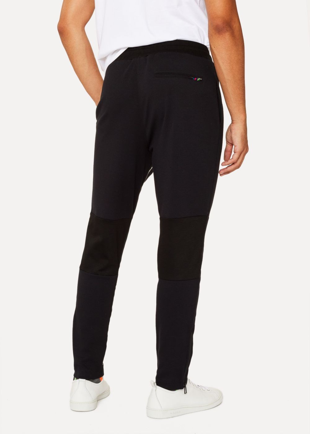 Paul Smith Men's Black Cotton-Viscose Panelled Stripe SweatPants