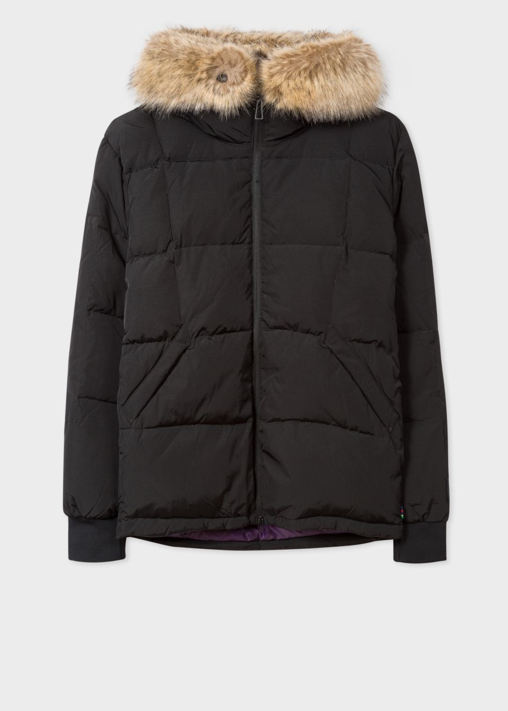 Paul Smith Mens's Black Down-Filled Jackets With Faux Fur Hood Detail