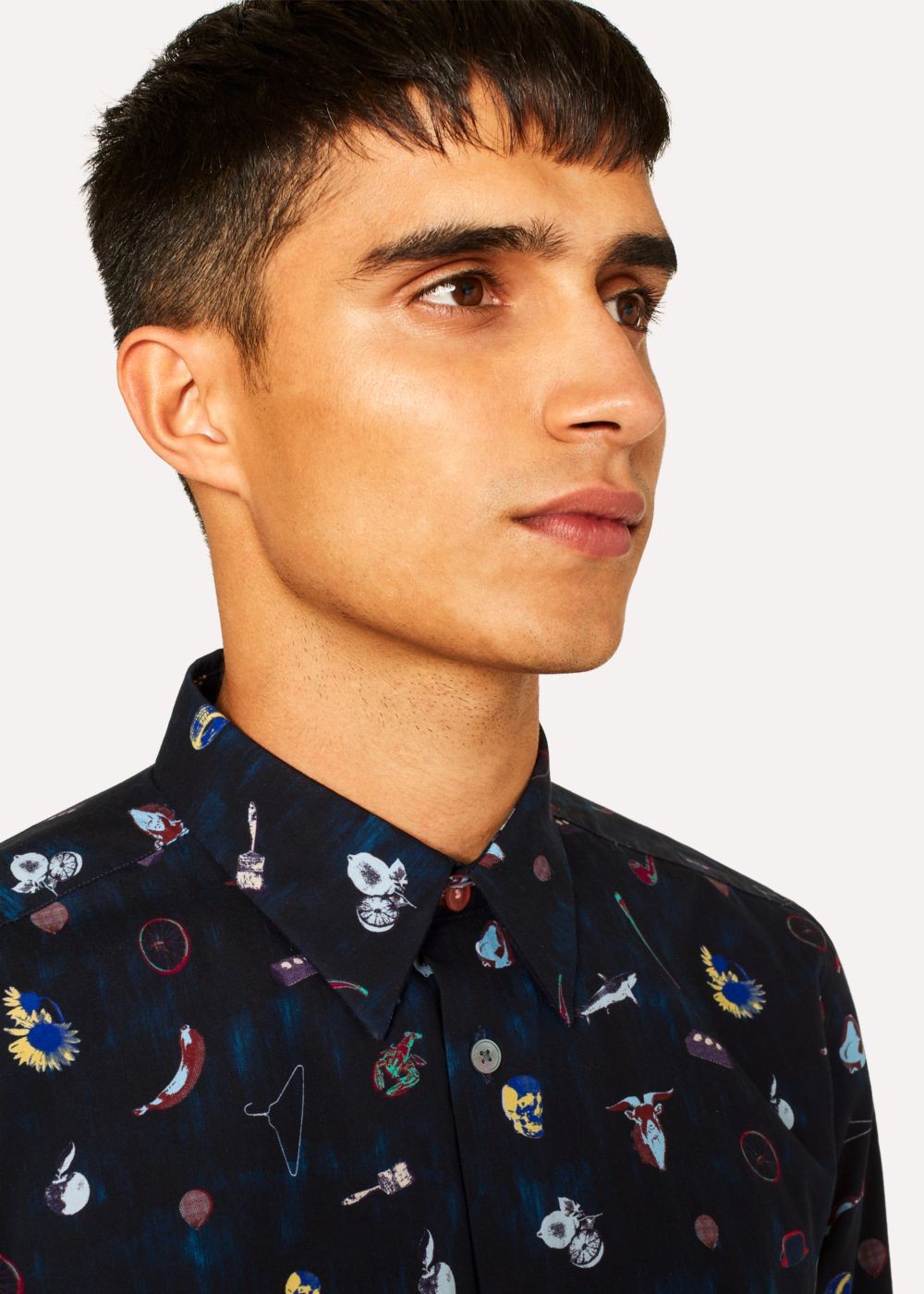 Paul Smith Men's Tailored-Fit Navy 'artful Lives' Print Cotton Shirts