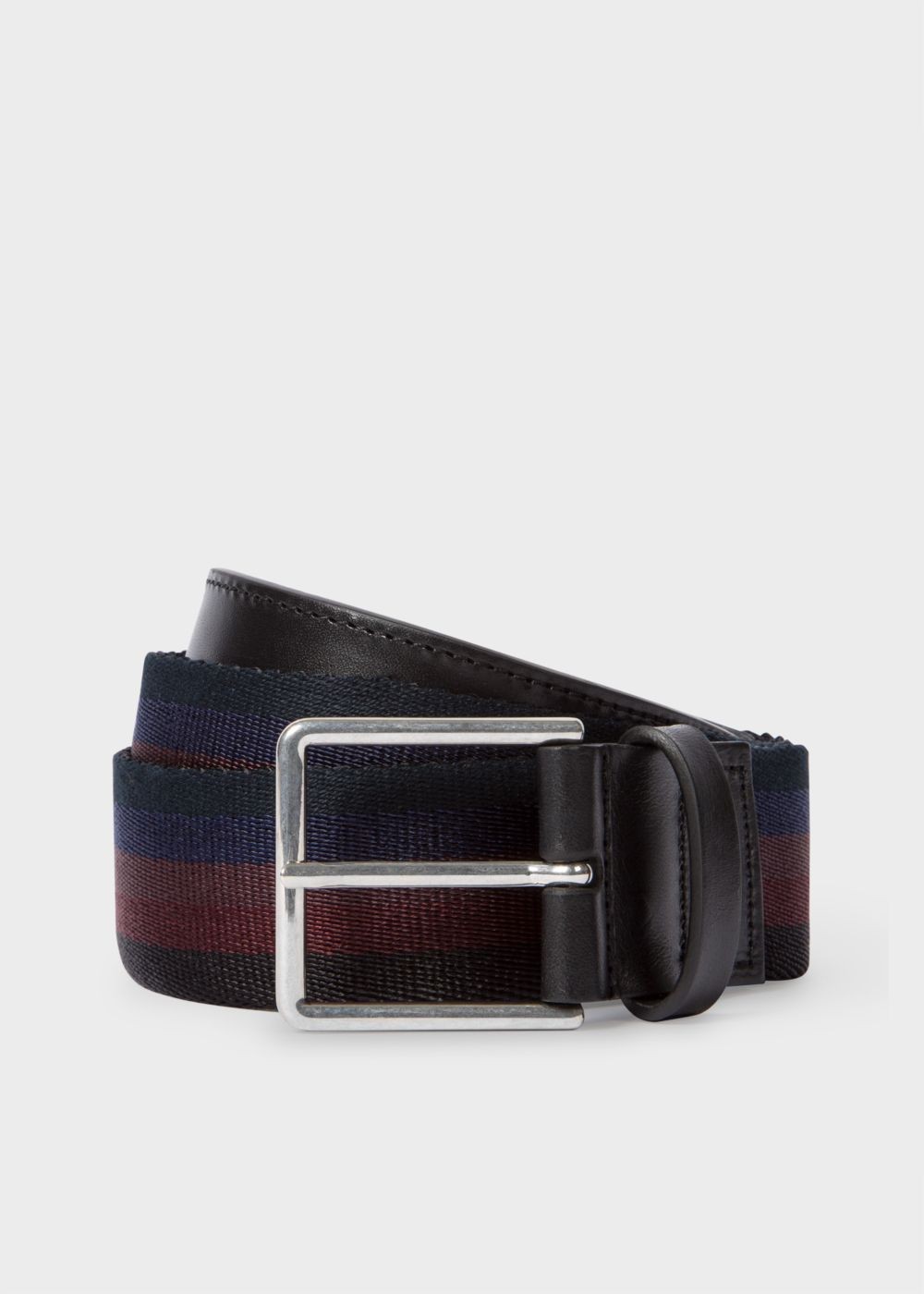 Paul Smith Men's Black Stripe Webbing Belt