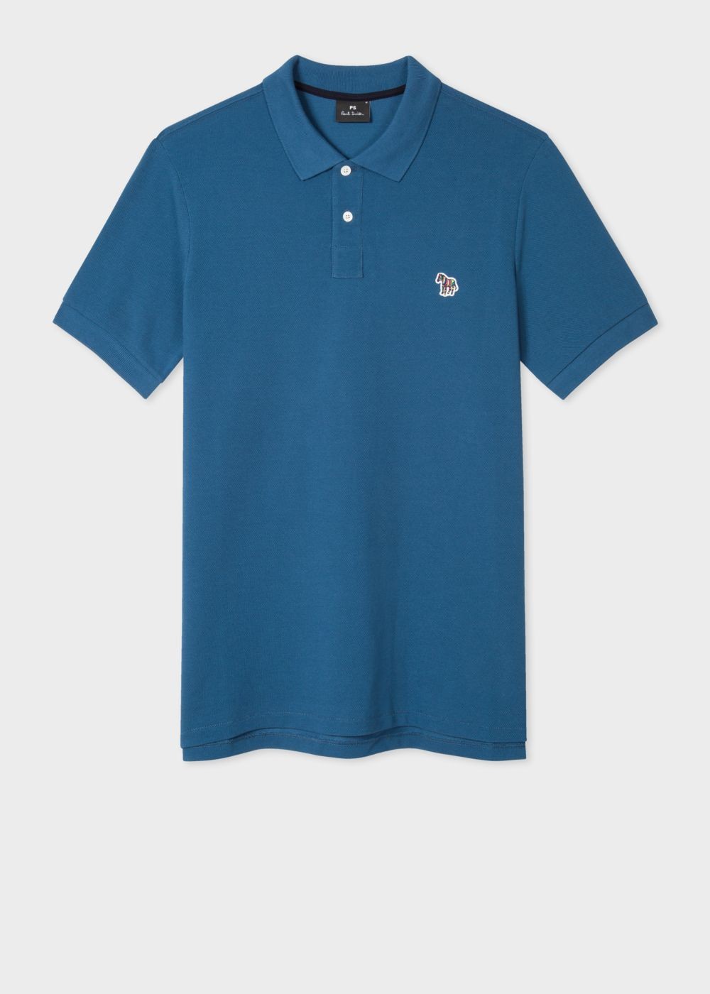 Paul Smith Mens's Petrol Blue Organic Cotton-Piqué Zebra Logo Polo T-Shirts