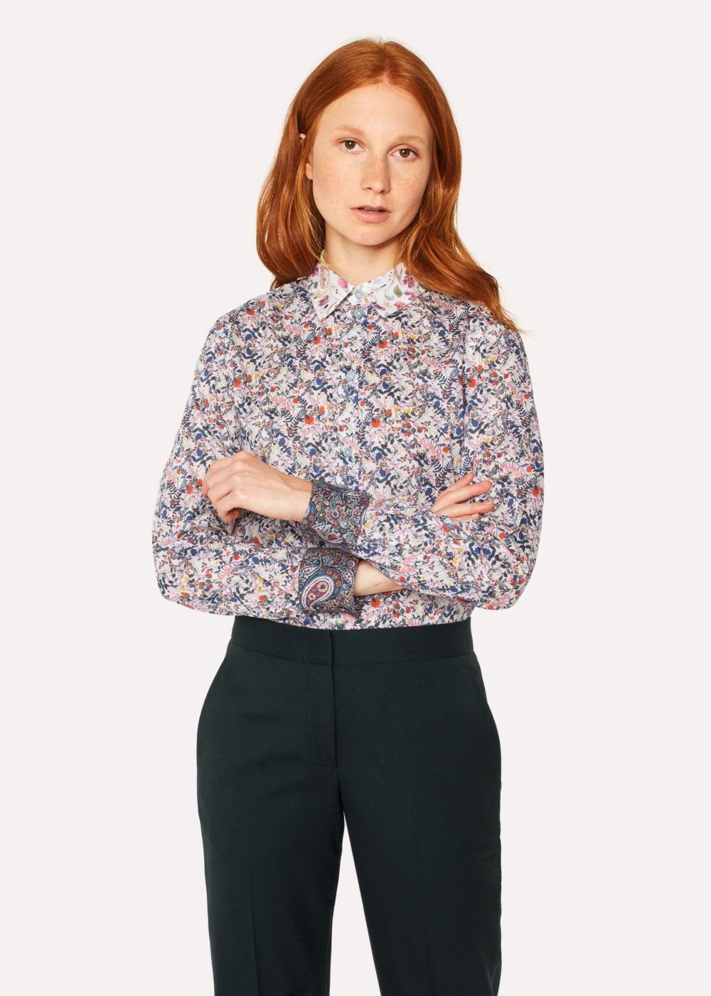 Paul Smith Women's Slim-Fit Liberty Print Shirt With Contrast Cuffs And Collar