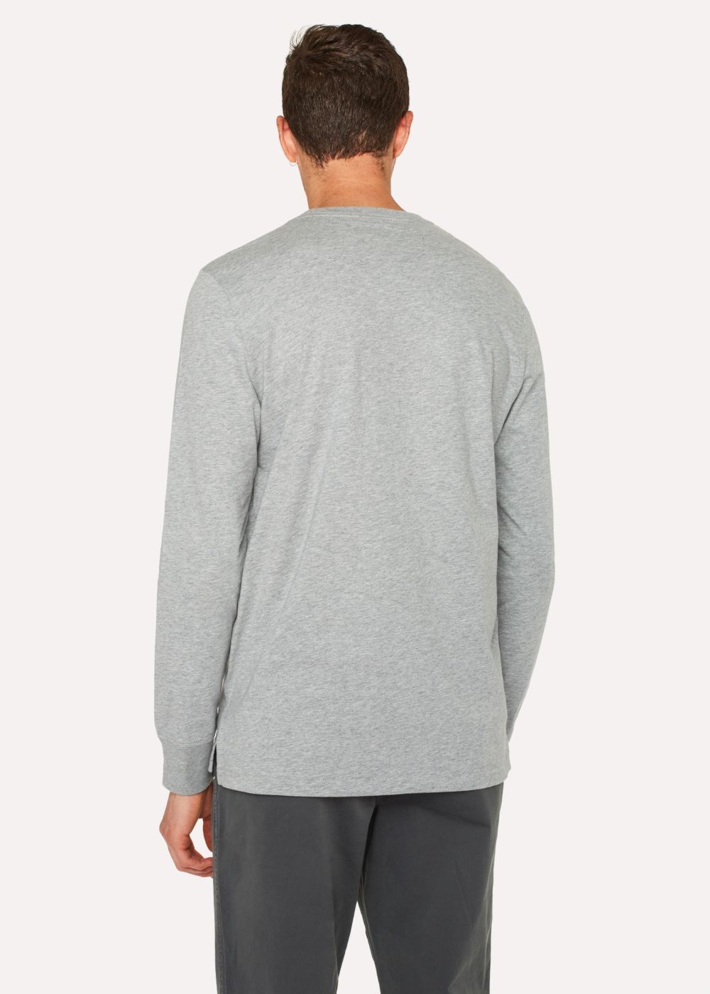 Paul Smith Men's Grey Marl Organic-Cotton Zebra Logo Long-Sleeve T-Shirts