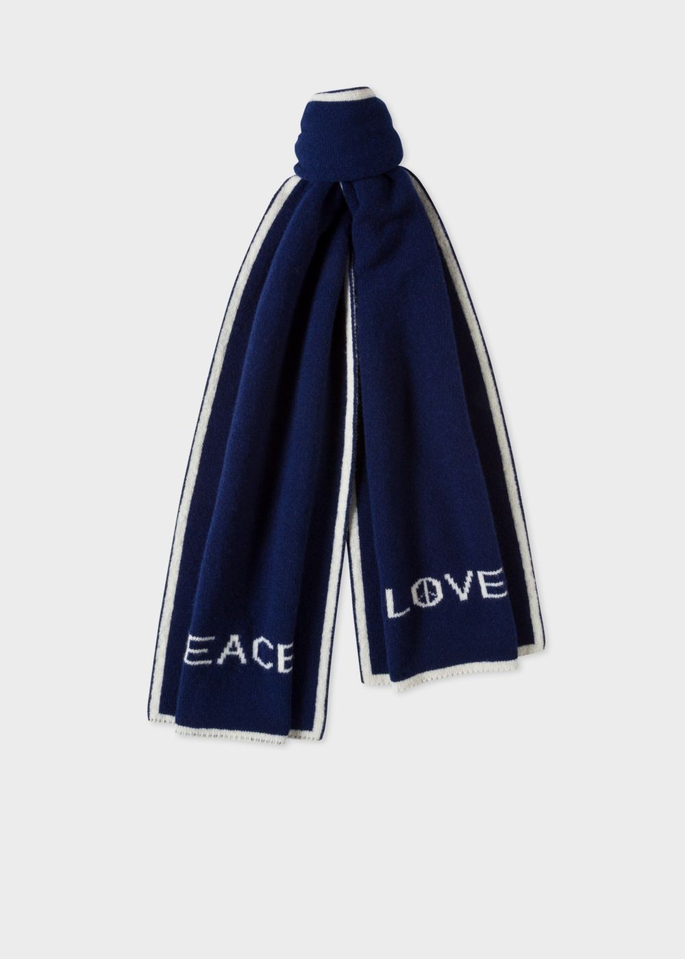 Paul Smith Mens's Navy 'peace & Love' Wool Scarf