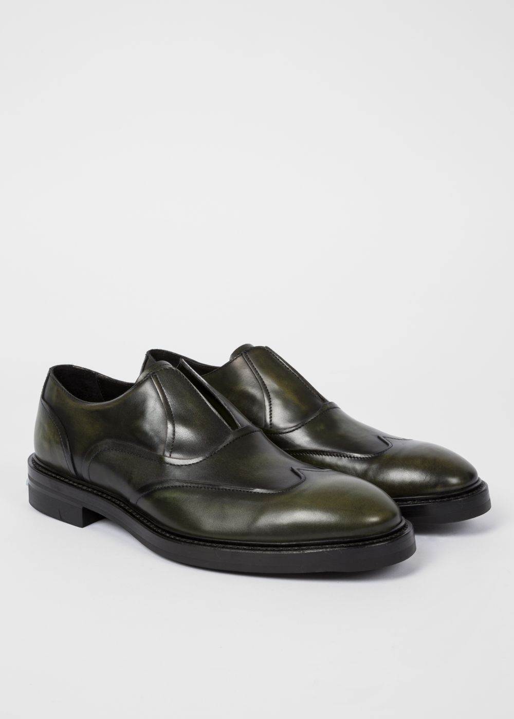 Paul Smith Men's Dark Green 'hicks' Laceless Leather Brogues Shoes