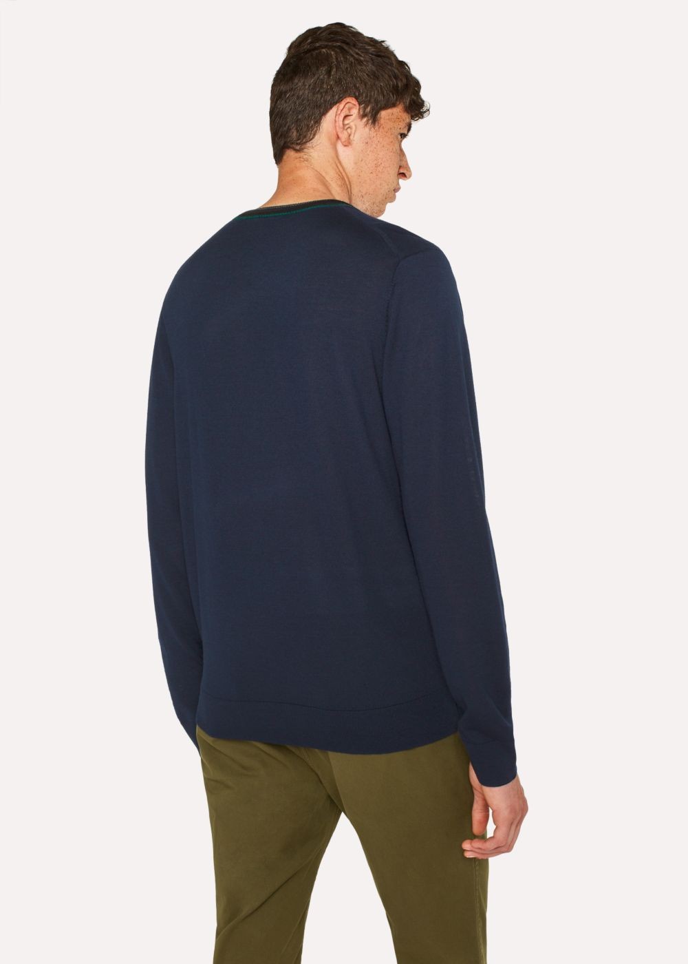 Paul Smith Men's Dark Navy Wool Sweater With Contrast Collar