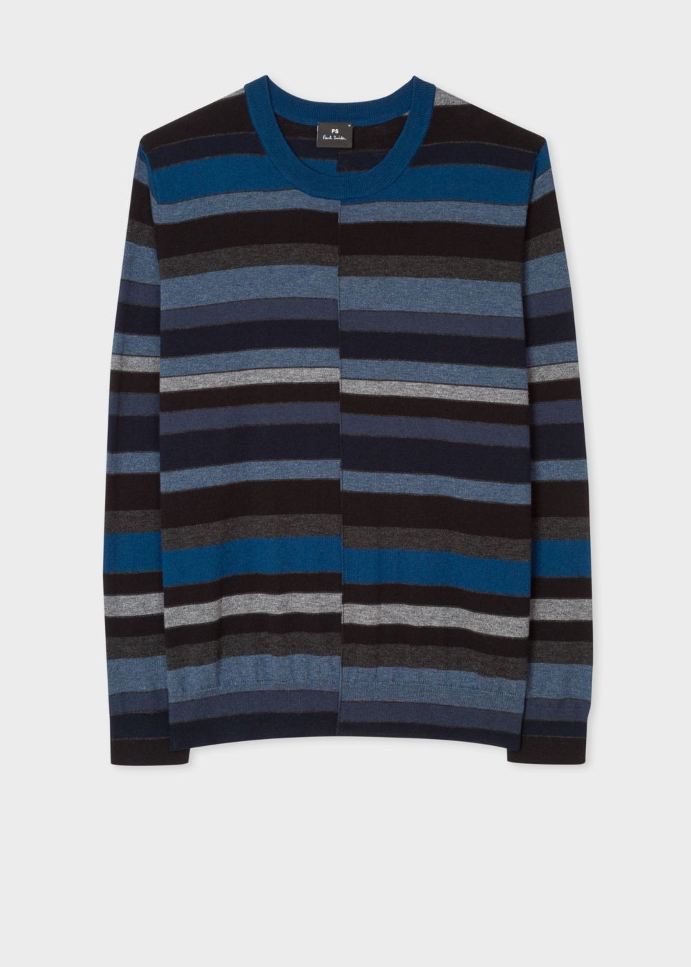Paul Smith Men's Navy Wool Sweater With Multi-Coloured Stripes