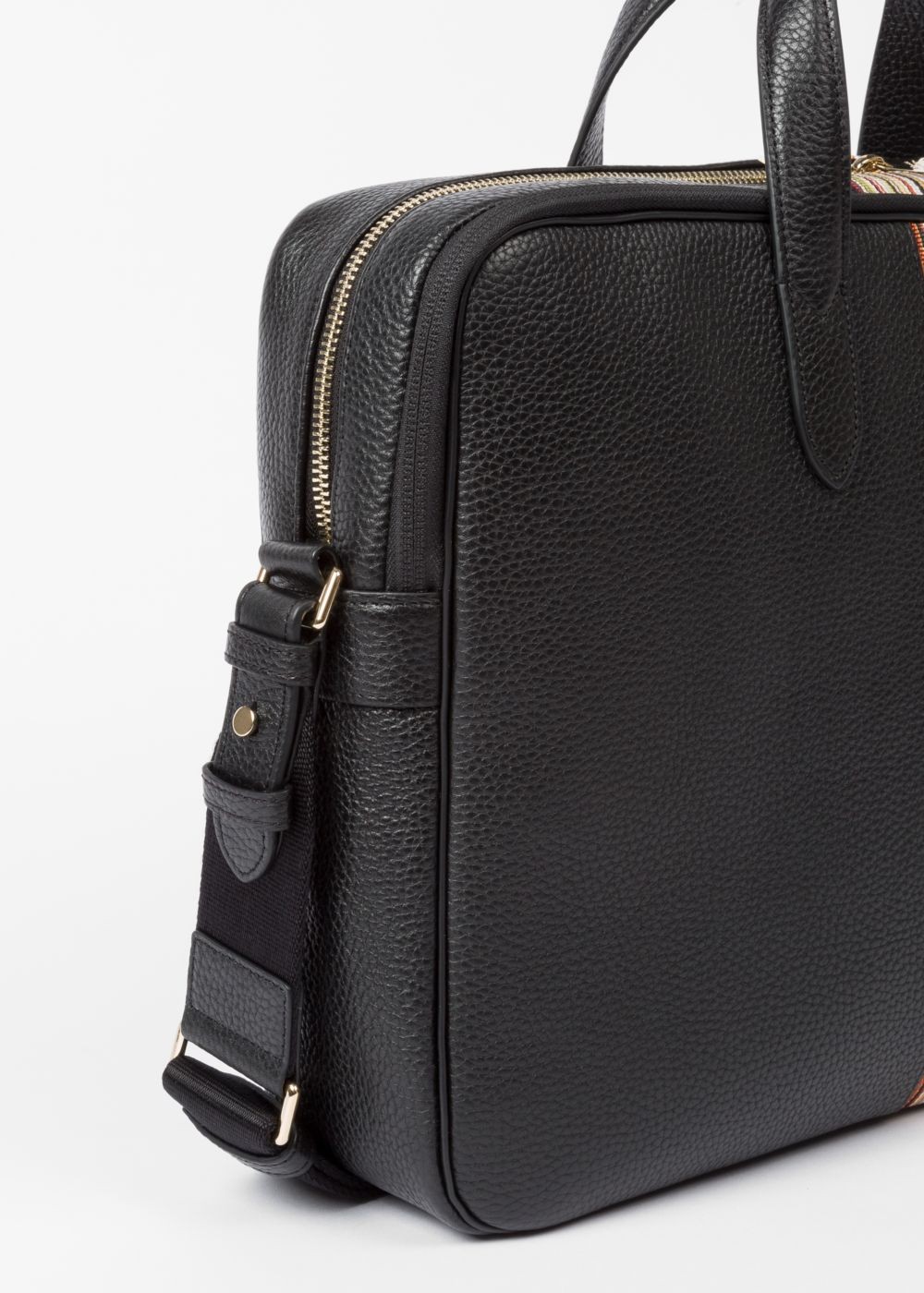 Paul Smith Mens's Black Signature Stripe Leather Business Folio Accessories