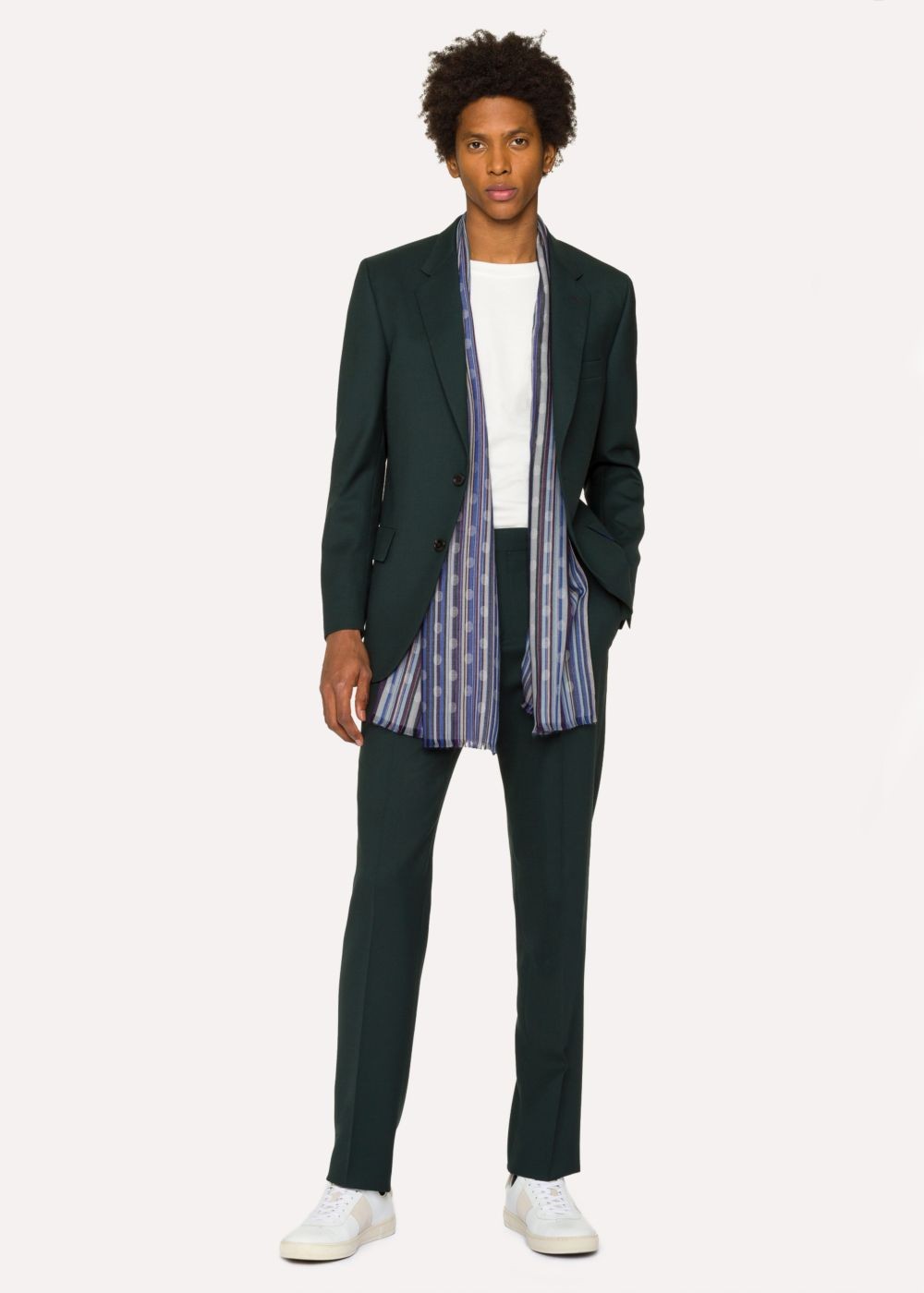 Paul Smith Men's Navy Signature Stripe Polka Dot Scarf