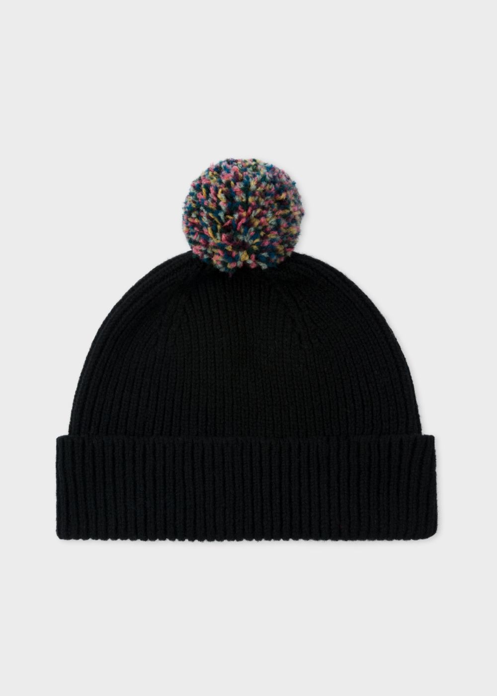 Paul Smith Men's Black Pom-Pom Wool Beanie Hats