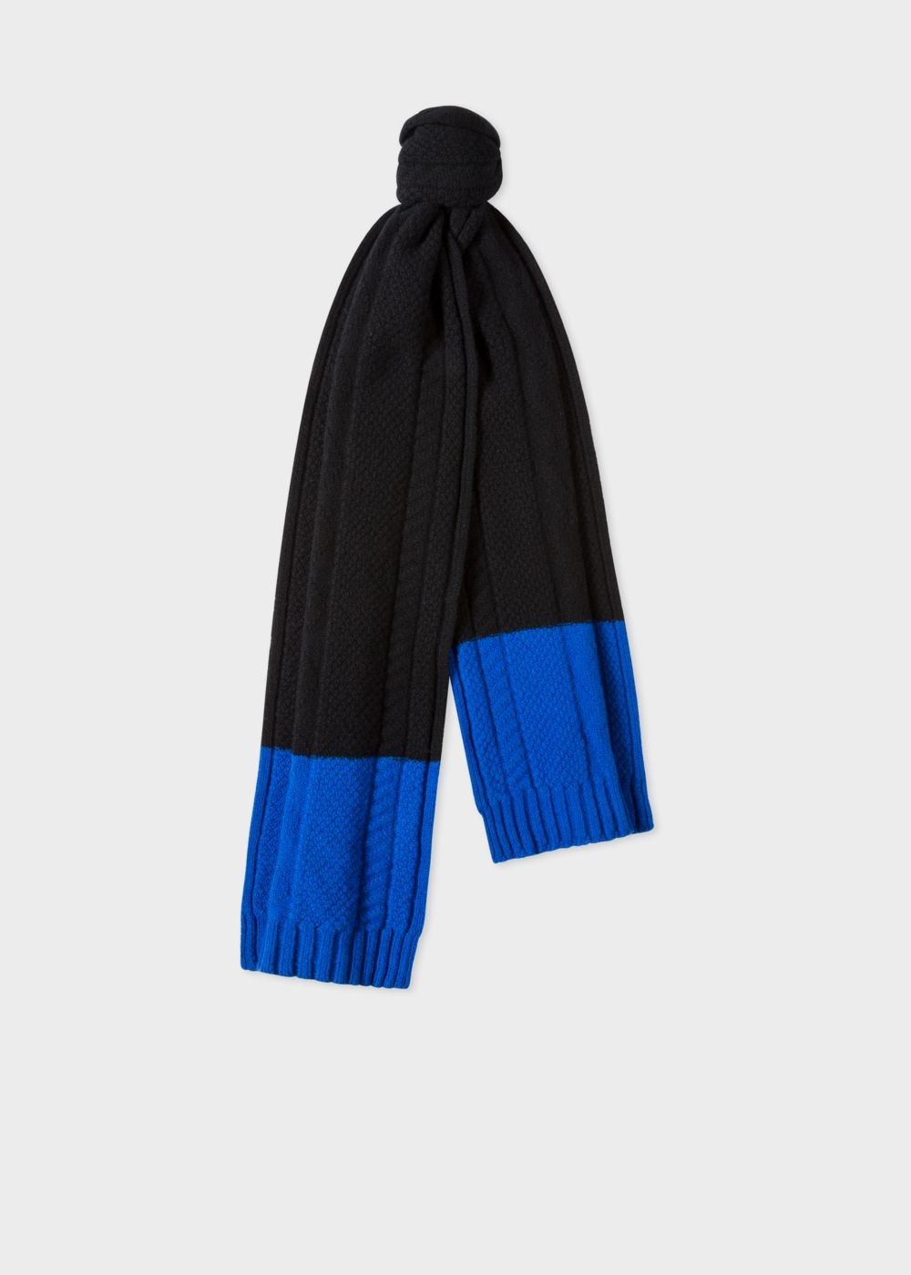 Paul Smith Men's Navy Cable-Knit Scarf With Contrasting Ends