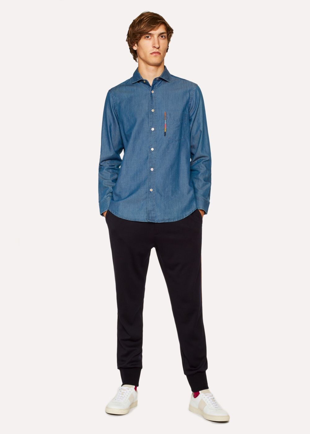 Paul Smith Men's Blue Mock-Croc Leather Belt