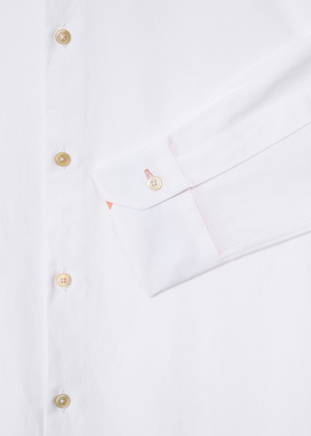 Paul Smith Men's Slim-Fit White Cotton T-Shirt With 'artist Stripe' Cuff Lining