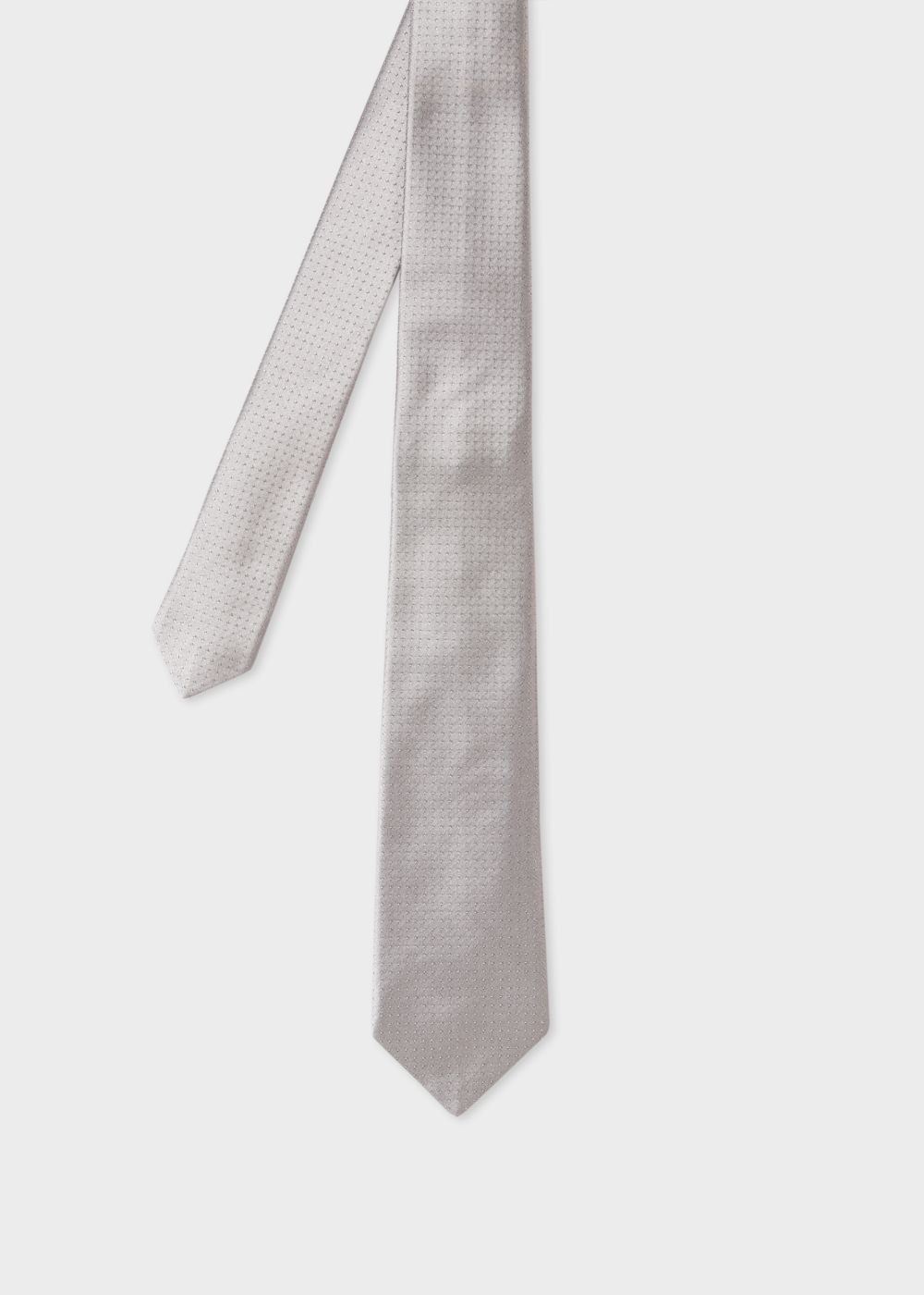 Paul Smith Men's Light Grey Mini Polka Dot Narrow Silk Tie