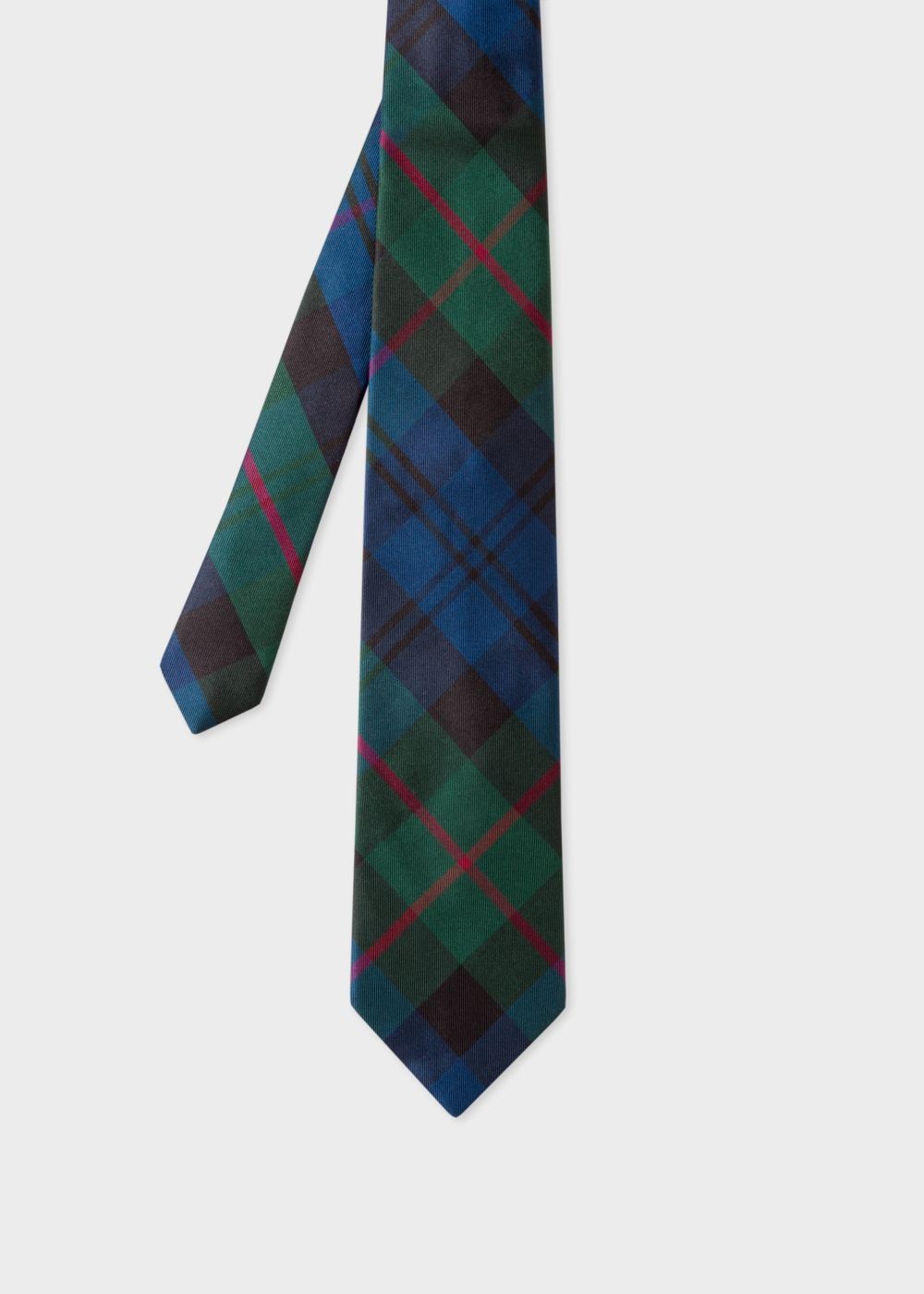 Paul Smith Mens's Navy And Red Tartan Silk Tie