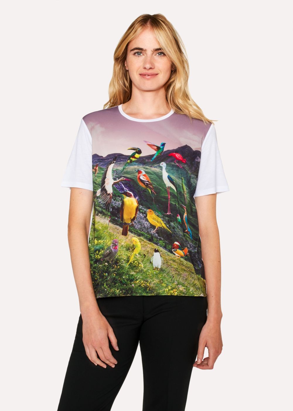 Paul Smith Women's White 'birds & Countryside' Print Shirt