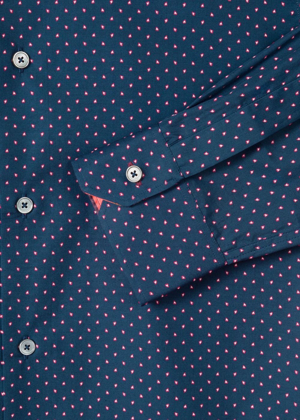 Paul Smith Men's Tailored-Fit Navy 'heart' Motif Cotton Tee With 'artist Stripe' Cuff Lining