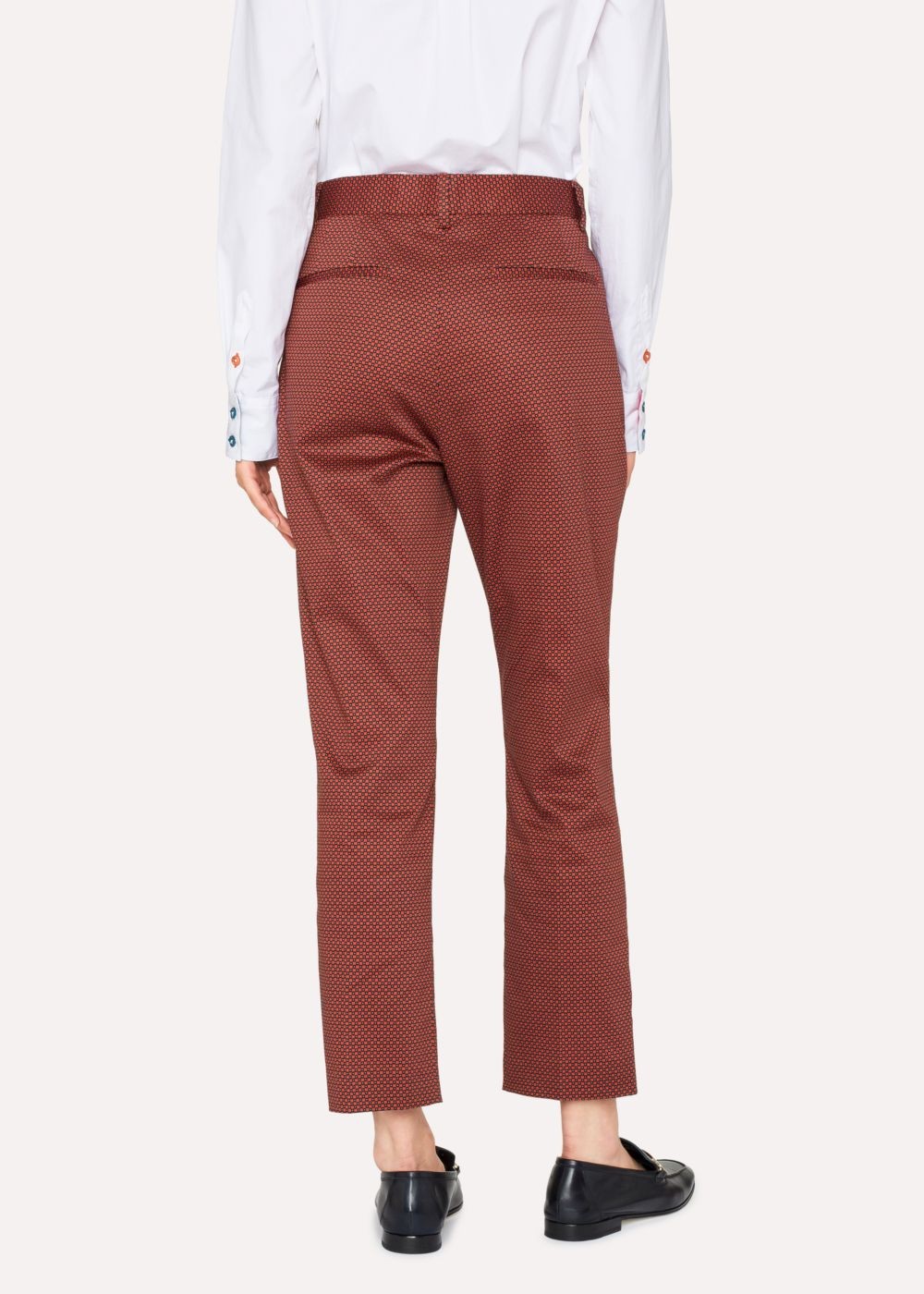 Paul Smith Lady's Slim-Fit Rust And Black Check Stretch-Cotton Pants