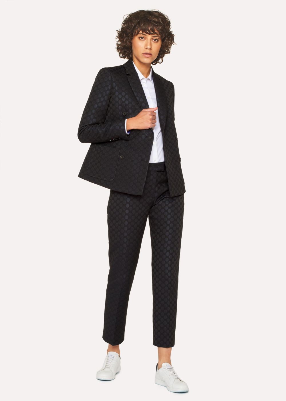 Paul Smith Women's Black Polka Dot Jacquard Double-Breasted Suit
