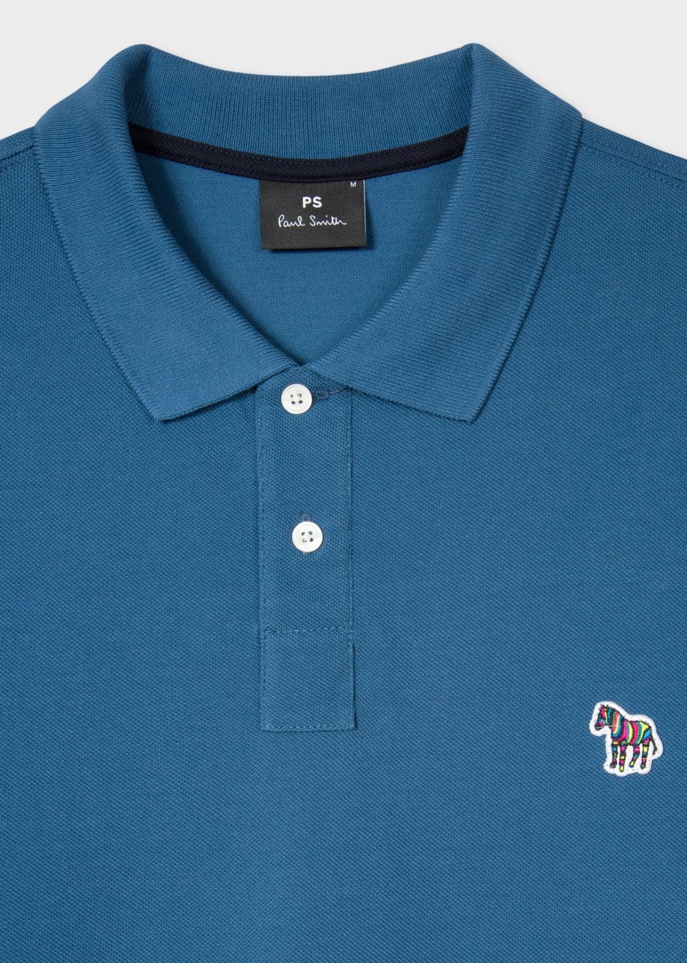 Paul Smith Mens's Petrol Blue Organic Cotton-Piqué Zebra Logo Polo T-Shirts