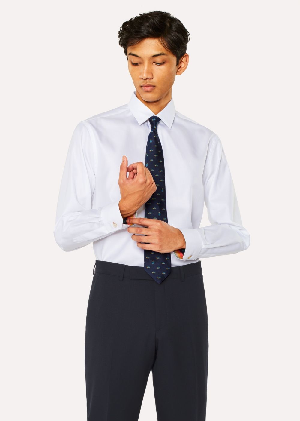 Paul Smith Men's Classic-Fit White Twill-Stripe Tees With 'artist Stripe' Cuff Lining