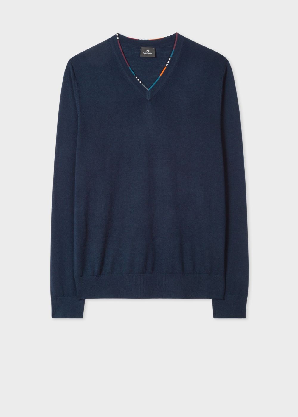 Paul Smith Men's Navy V-Neck Sweater With Contrast Detail