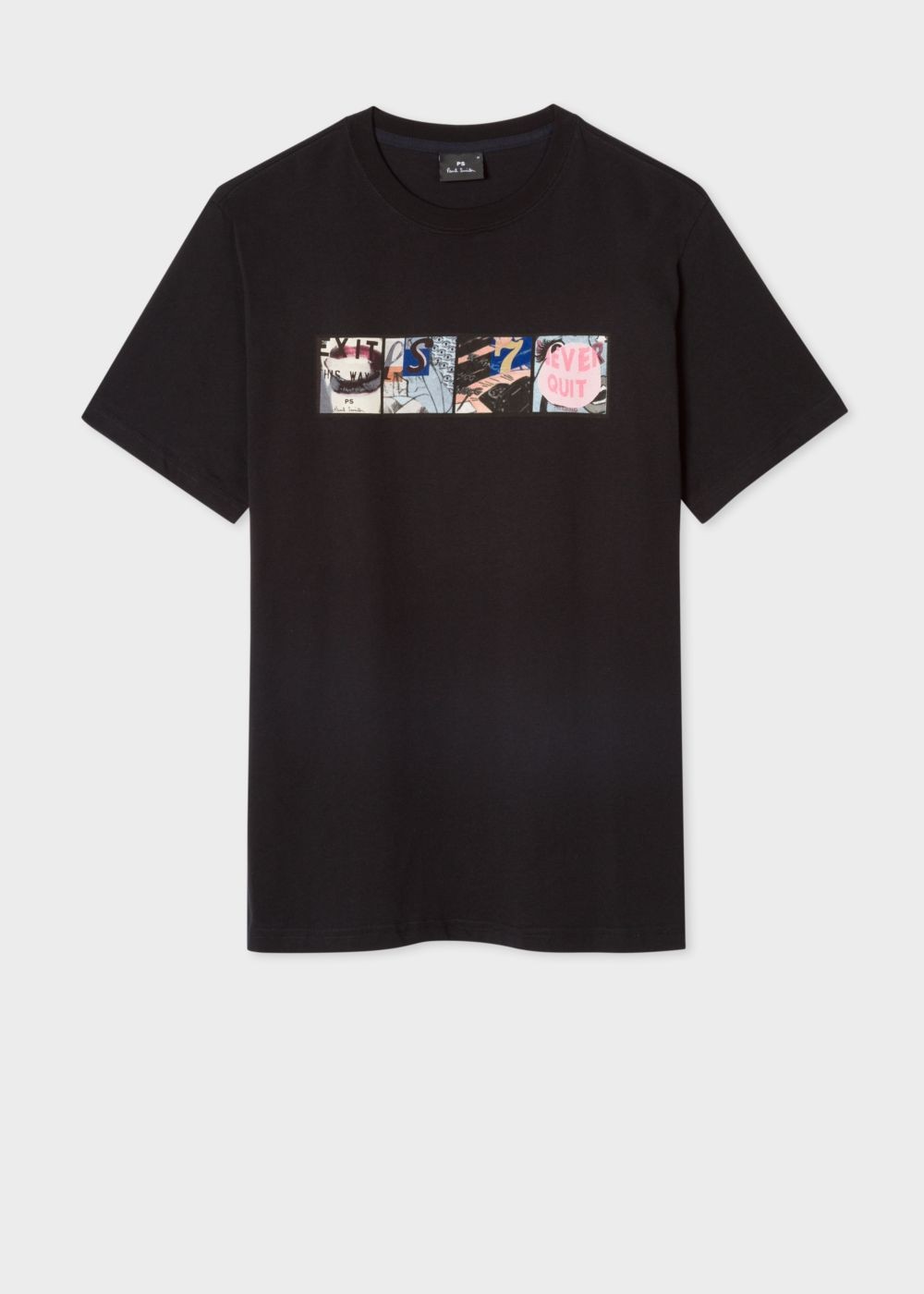 Paul Smith Men's Black 'exit' Print Organic-Cotton Tee