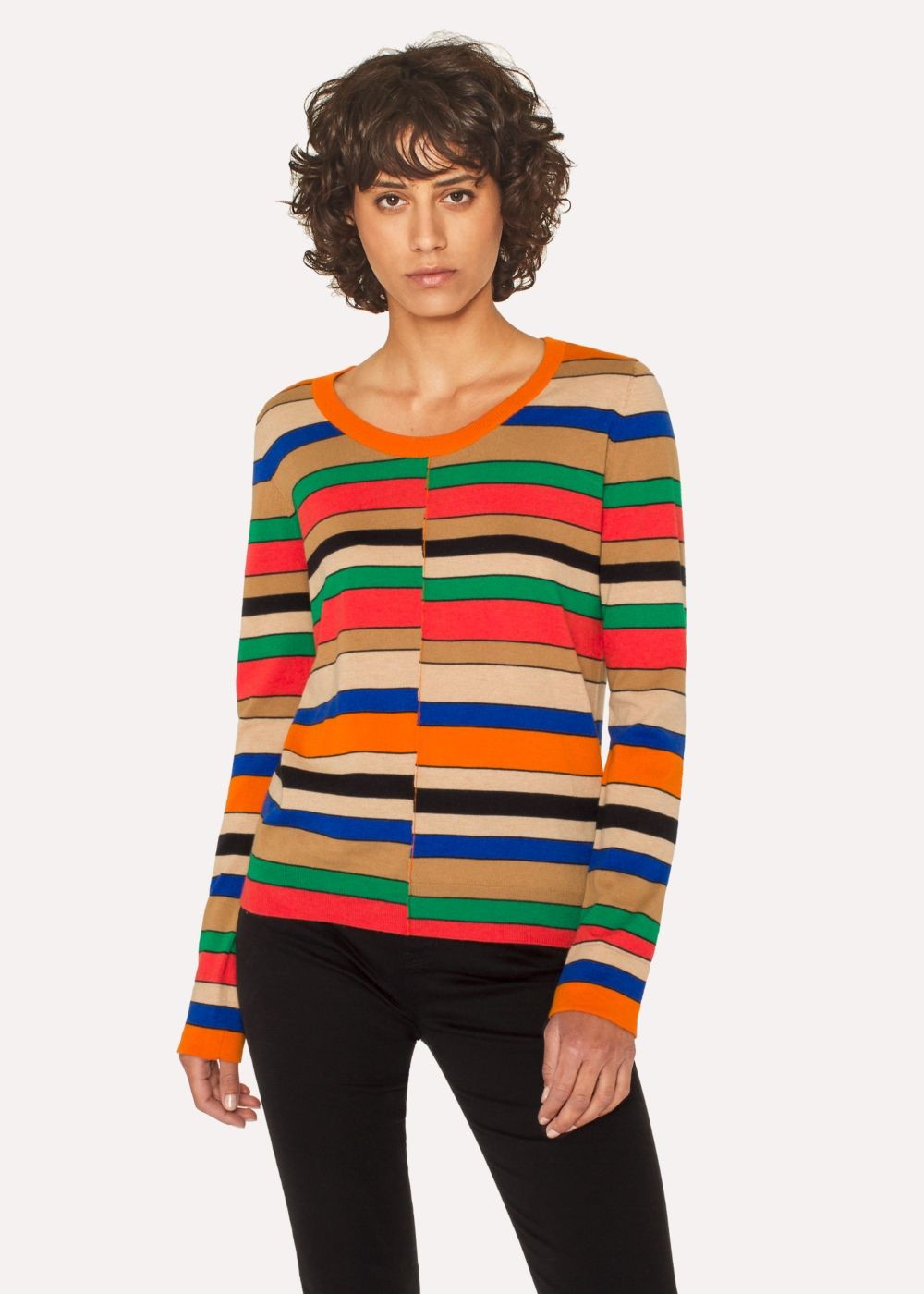 Paul Smith Lady's Multi-Coloured Stripe Scoop Neck Sweater