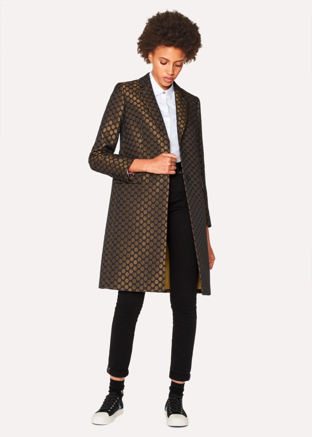 Paul Smith Women's Gold Polka Dot Jacquard Cotton-Blend Epsom Jackets