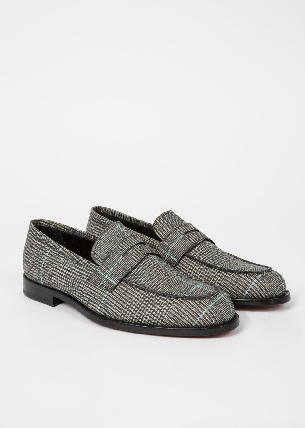 Paul Smith Men's Black And White Check 'wolf' Loafers Shoe