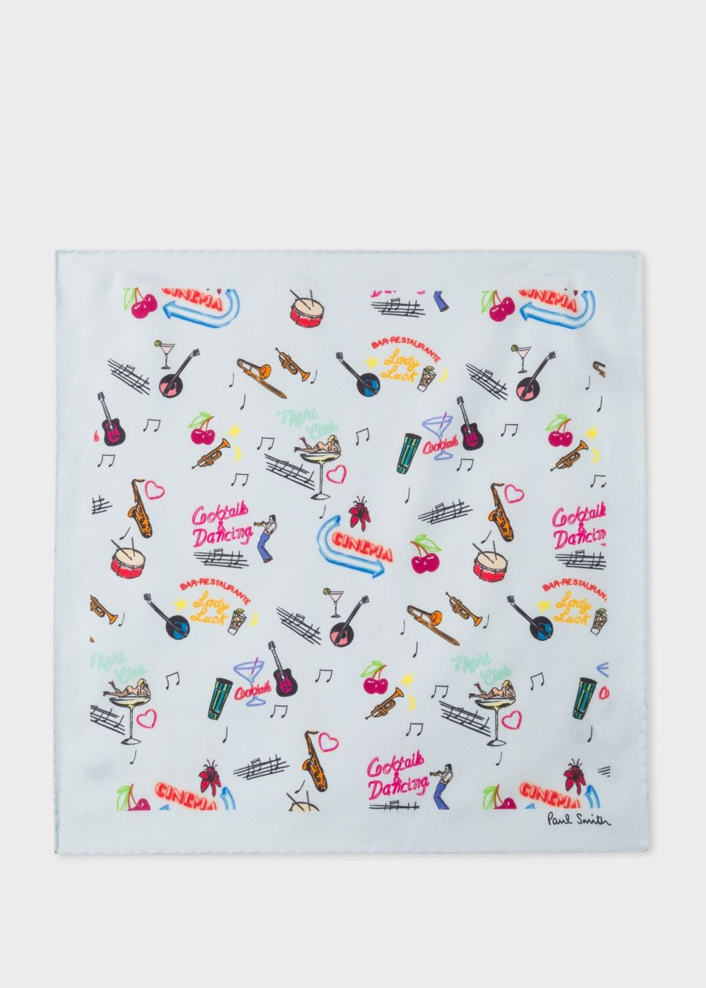 Paul Smith Mens's Light Blue 'soho' Print Silk Pocket Square Accessories