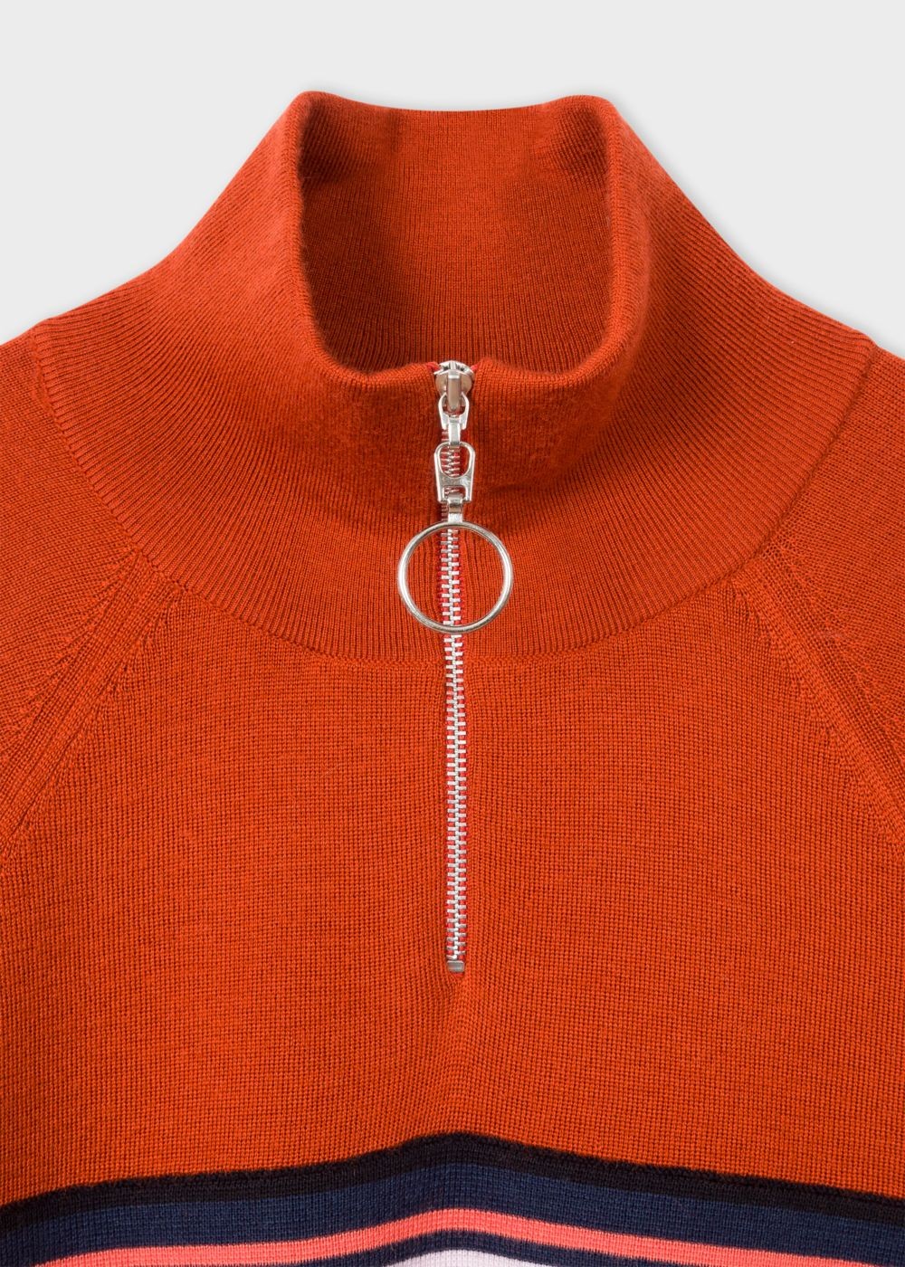 Paul Smith Women's Rust Funnel Neck Wool Half-Zip Sweater