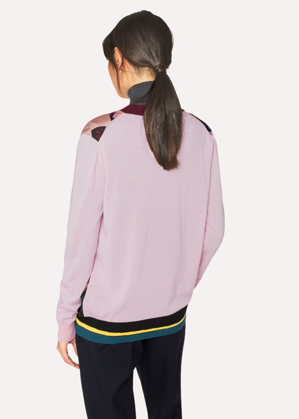 Paul Smith Women's Pink 'rose' Print Wool Sweater