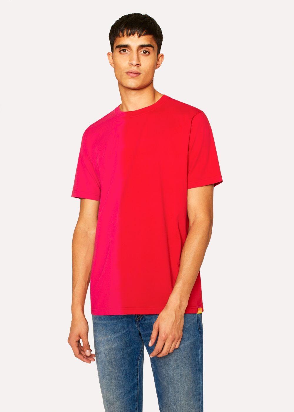 Paul Smith Mens's Coral And Red Tie-Dye Effect T-Shirt