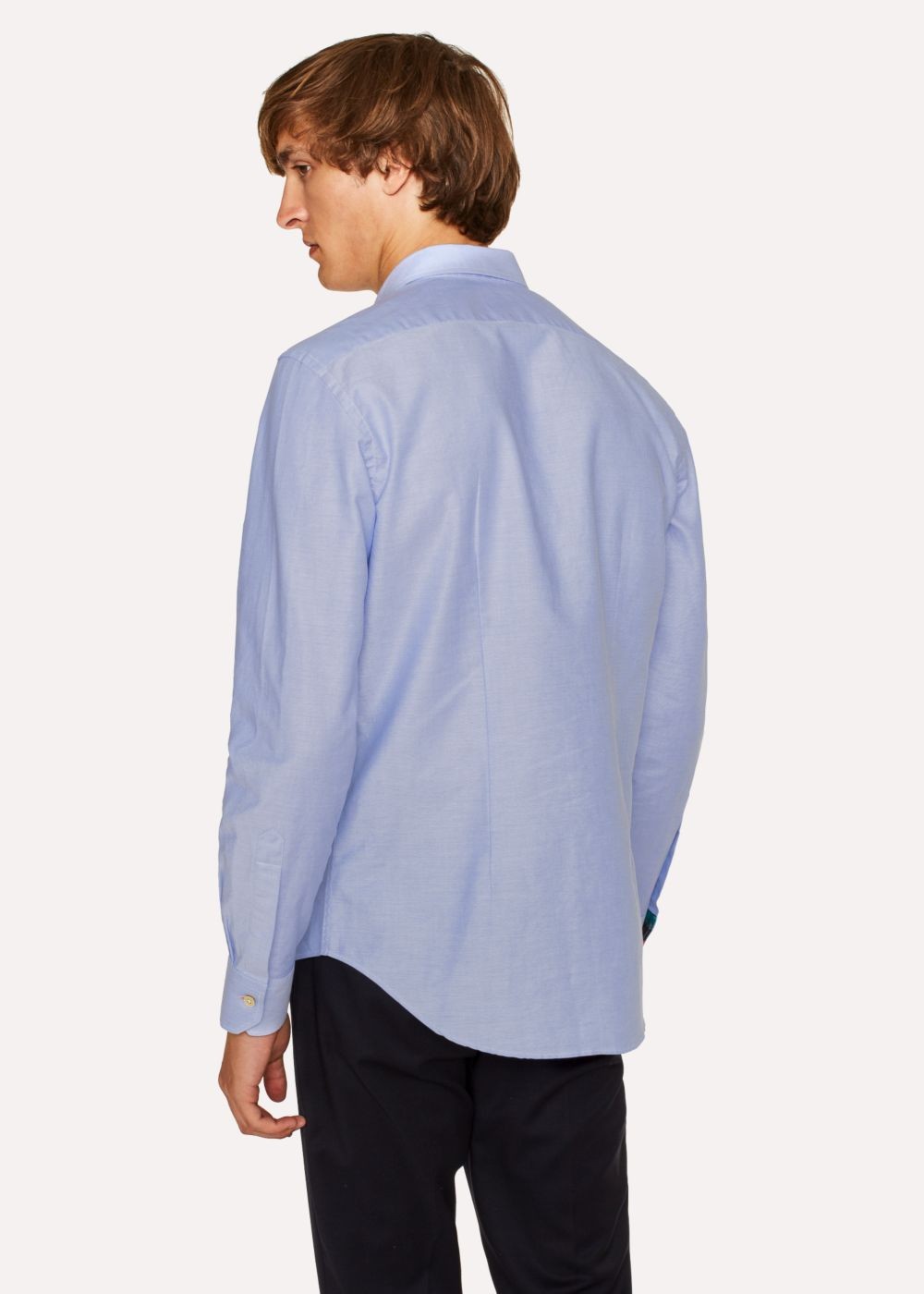 Paul Smith Men's Tailored-Fit Sky Blue Cotton 'artist Stripe' Cuff Oxford T-Shirts