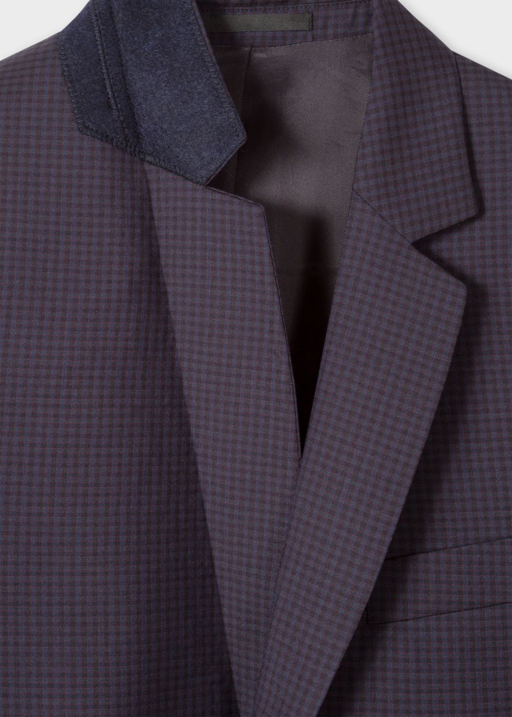 Paul Smith Mens's Mid-Fit Navy Check Wool-Blend Blazer Clothing
