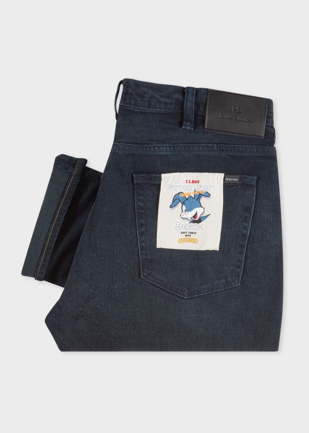 Paul Smith Mens's Tapered-Fit .8Oz 'super Soft Cross-Hatch' Navy Over-Dye Jeans