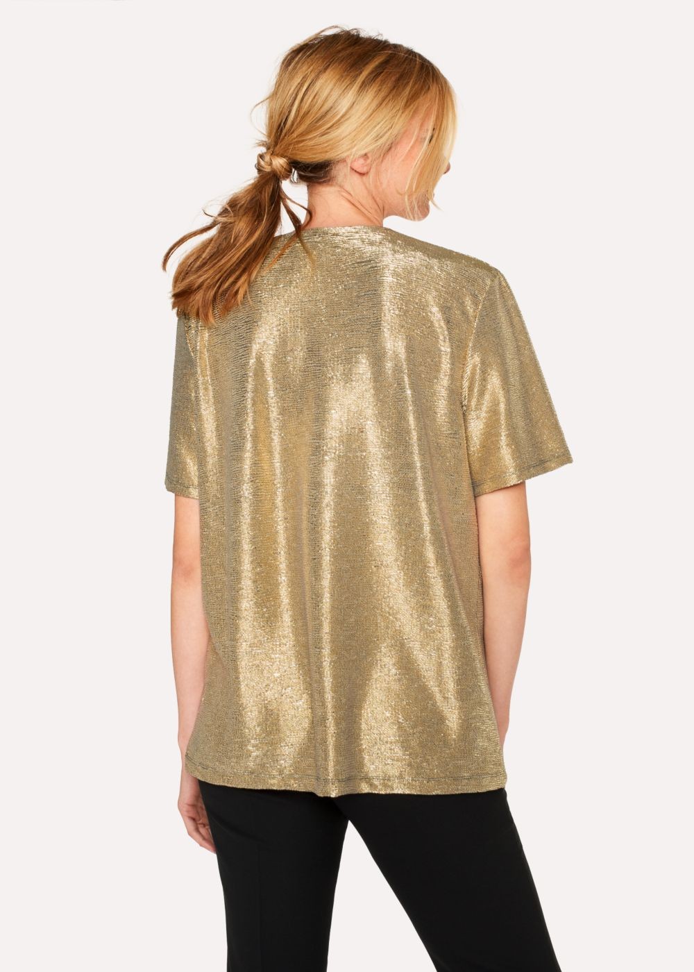 Paul Smith Womens's Gold Foil Textured V-Neck Tshirts