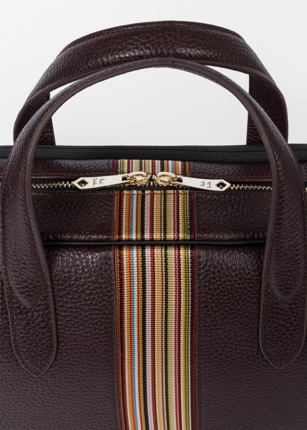 Paul Smith Men's Dark Burgundy Signature Stripe Leather Business Folio Accessories